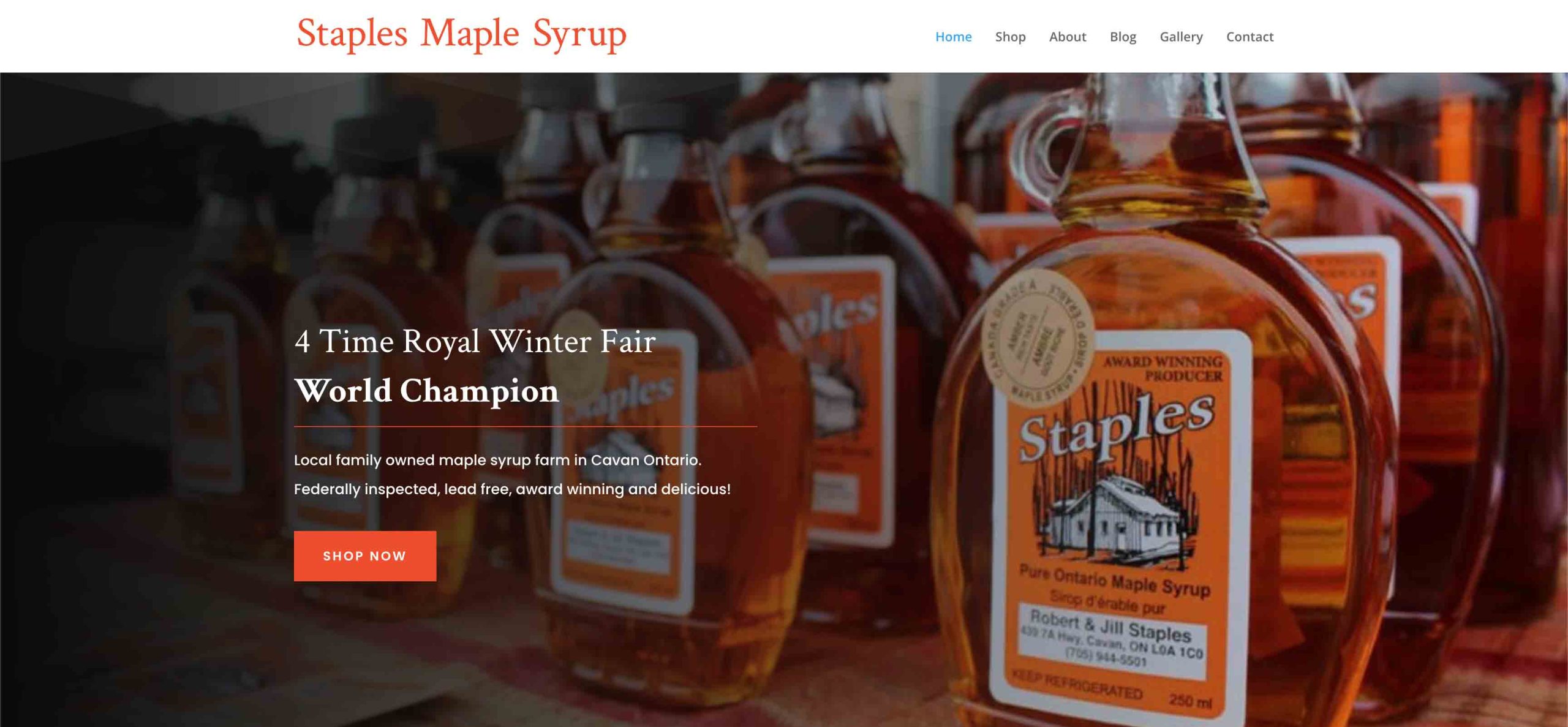 Staples Maple Syrup Website Design